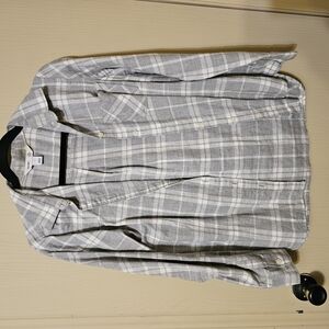 Gray Plaid Button-Up Shirt